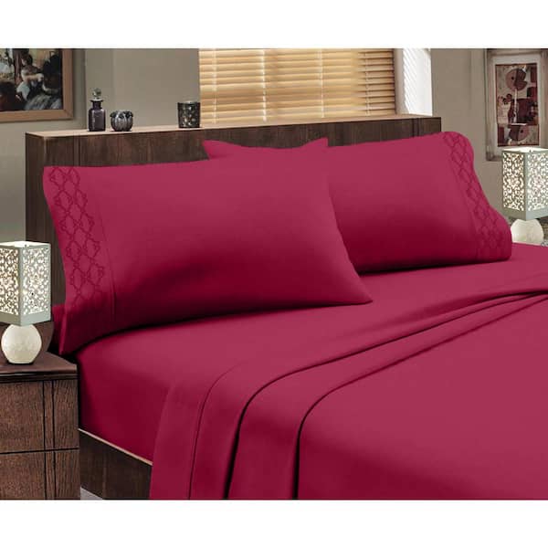 Lux Decor Collection Microfiber 6 Piece Bed Sheet Set, Extra Deep Pocket  Queen Size Fitted, Flat Sheet & Pillowcases - Burgundy
