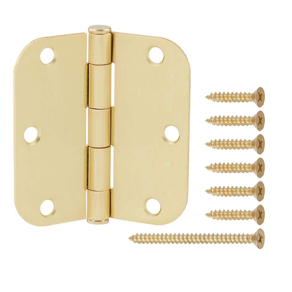 3-1/2 in. x 5/8 in. Radius Satin Brass Squeak-Free Door Hinge