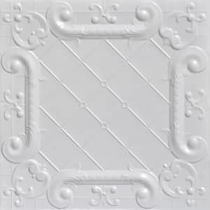 Romeo, Romeo White 2 ft. x 2 ft. Decorative Tin Style Lay-in Ceiling Tile (48 sq. ft./case)