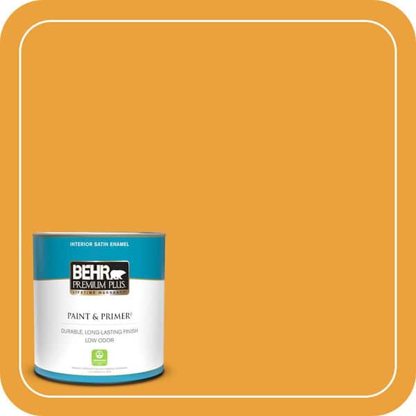 BEHR PREMIUM PLUS 1 qt. Home Decorators Collection #HDC-FL14-5 Gilded Leaves Satin Enamel Low Odor Interior Paint & Primer