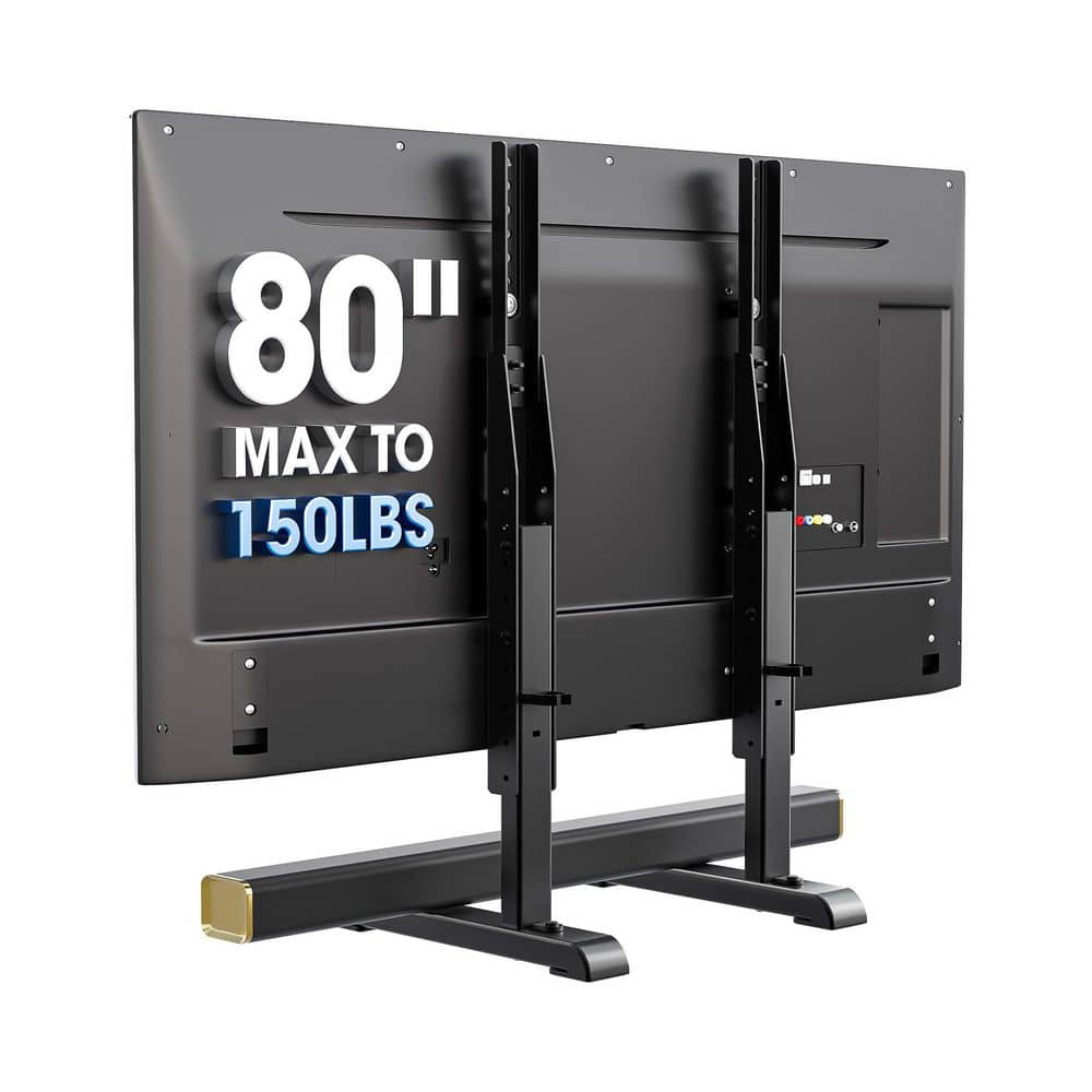 Universal TV Stand Table Top Base 7 Height Adjustable Legs for 24-80 in TVs 150 lbs. Max VESA Black