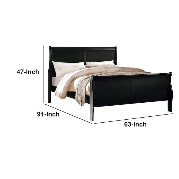 Black Elegant Queen Size Sleigh Bed, Full Size Black Sleigh Bed Frame