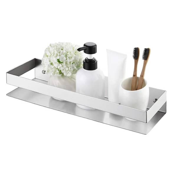 Bathroom Wall Mount 15.7 in. W x  2.4 in. H x 4.8 in. D Stainless Steel Square Shelf in Silver