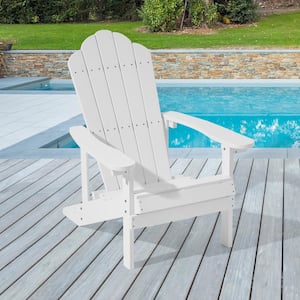 White HIPS Plastic Weather Resistant Adirondack Chair for Outdoors (1-Pack)