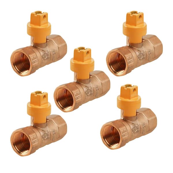 The Plumber's Choice 1 in. FIP Brass Gas Ball Valve with Screwdriver Slotted Handle (Pack of 5)