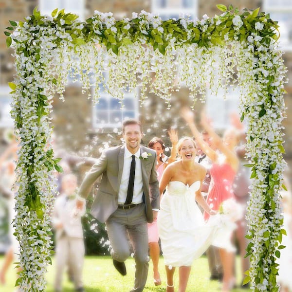4-Piece Set 7. 2ft White Artificial assorted flower Garland LX0154