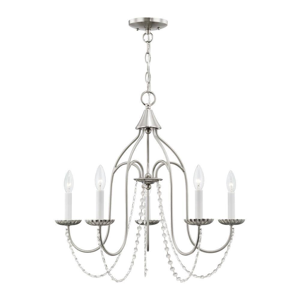 Alessia Brushed Nickel 5-Light Crystal Chandelier