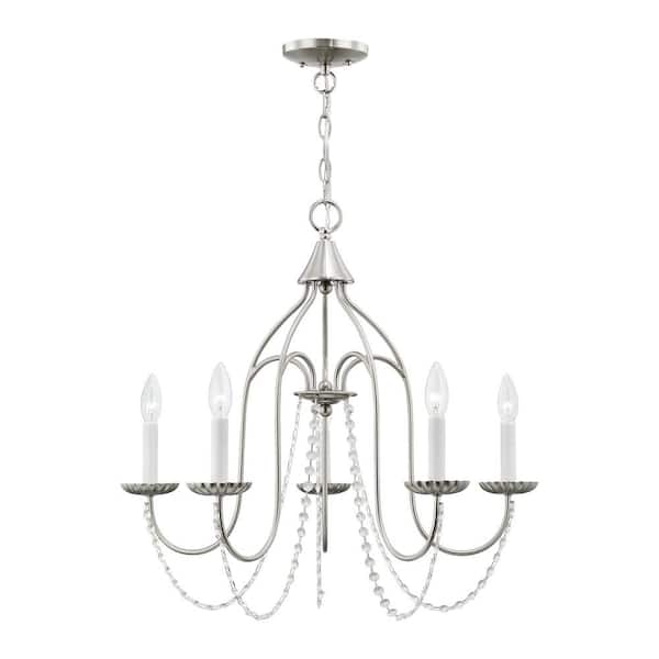 AVIANCE LIGHTING Marlowe 5-Light Brushed Nickel Chandelier with Clear Crystals