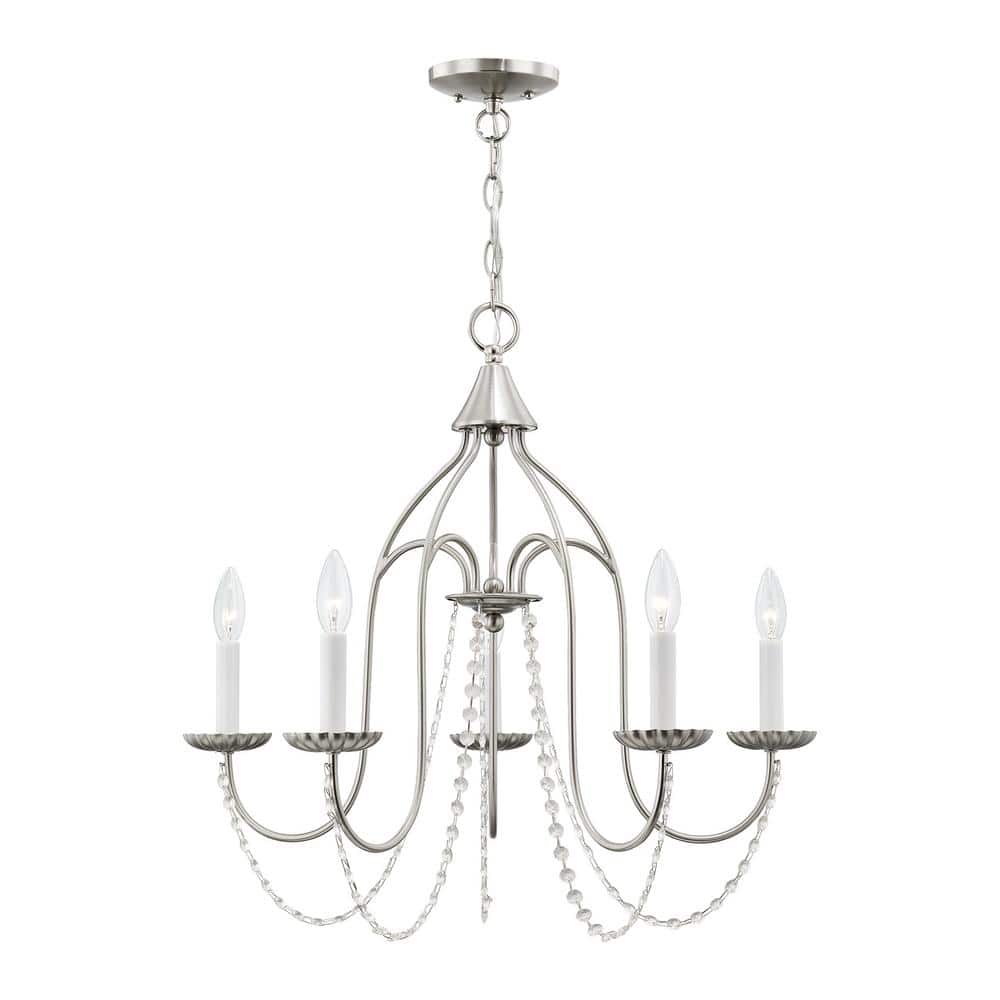 Alessia Brushed Nickel 5-Light Crystal Chandelier