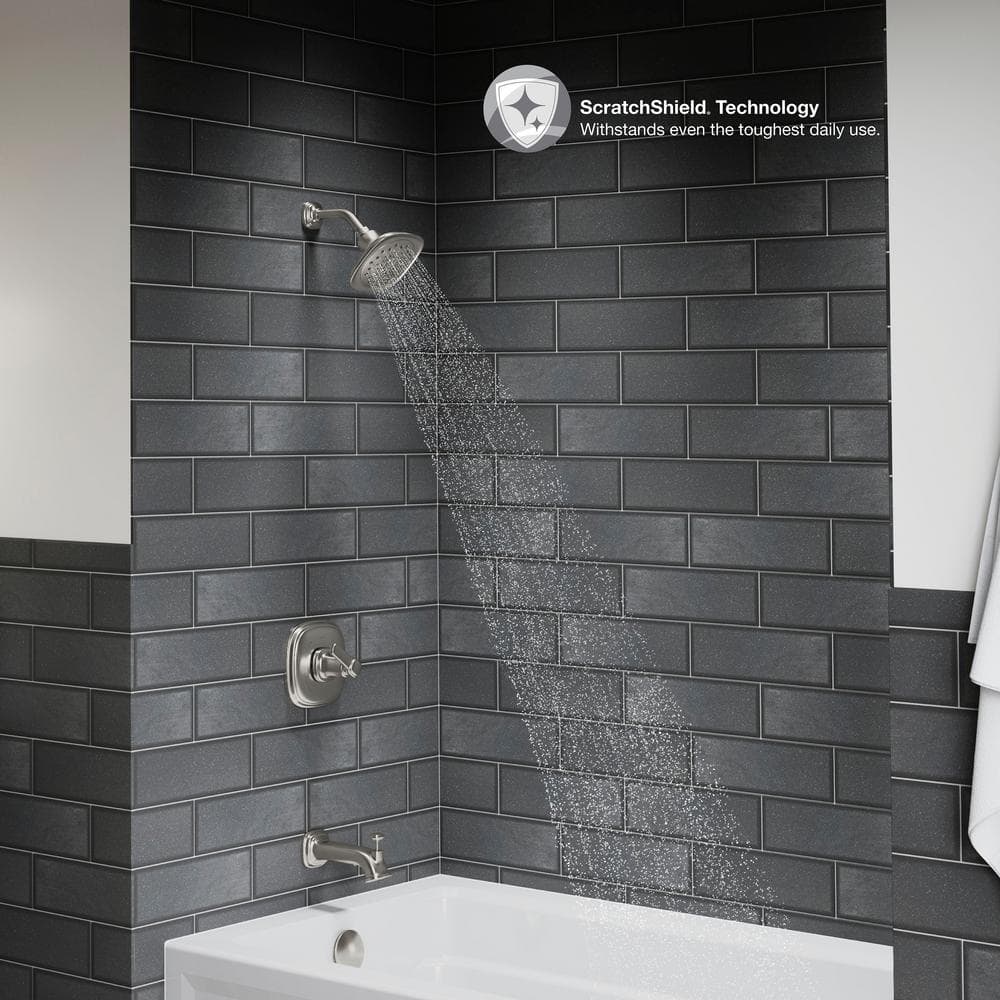 Vibrant Brushed Nickel Square Wall-Mounted Shower Faucet Set