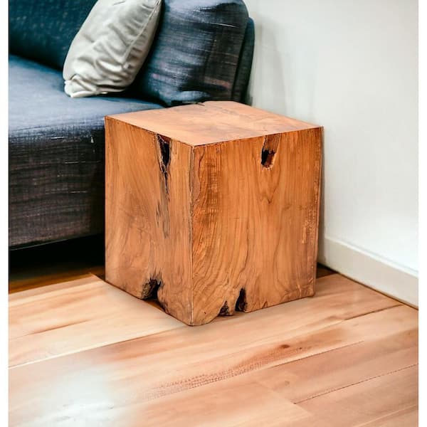 HomeRoots 14 in. Natural Square Wood End Table