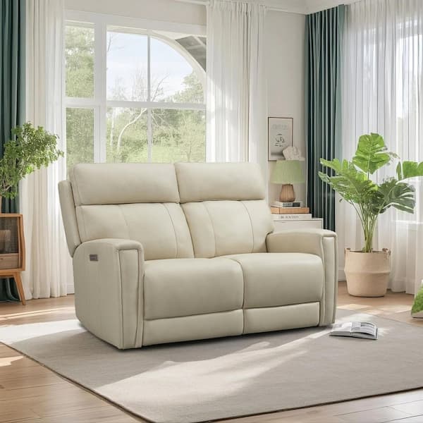 Ellesophas Eve 59 in. Genuine Leather Dual Power Reclining