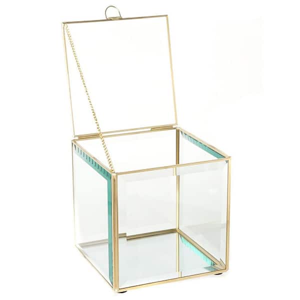 A & B Home Square Clear Glass Jewelry Box