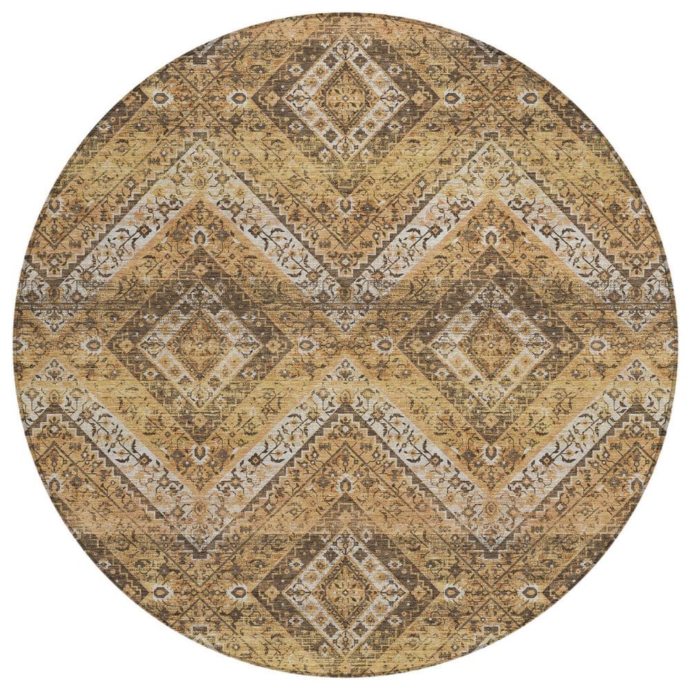 Chantille Machine Washable Indoor/Outdoor Abstract ACN2699 Copper 8 ft. x 8 ft. Round Rug price history on PriceWatchPro