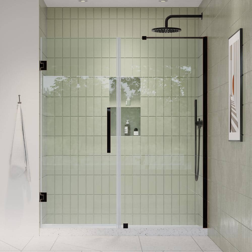 OVE Decors Tampa-Pro 62 3/8 in. W x 72 in. H Pivot Frameless Shower in Oil Rubbed Bronze -  828796078740