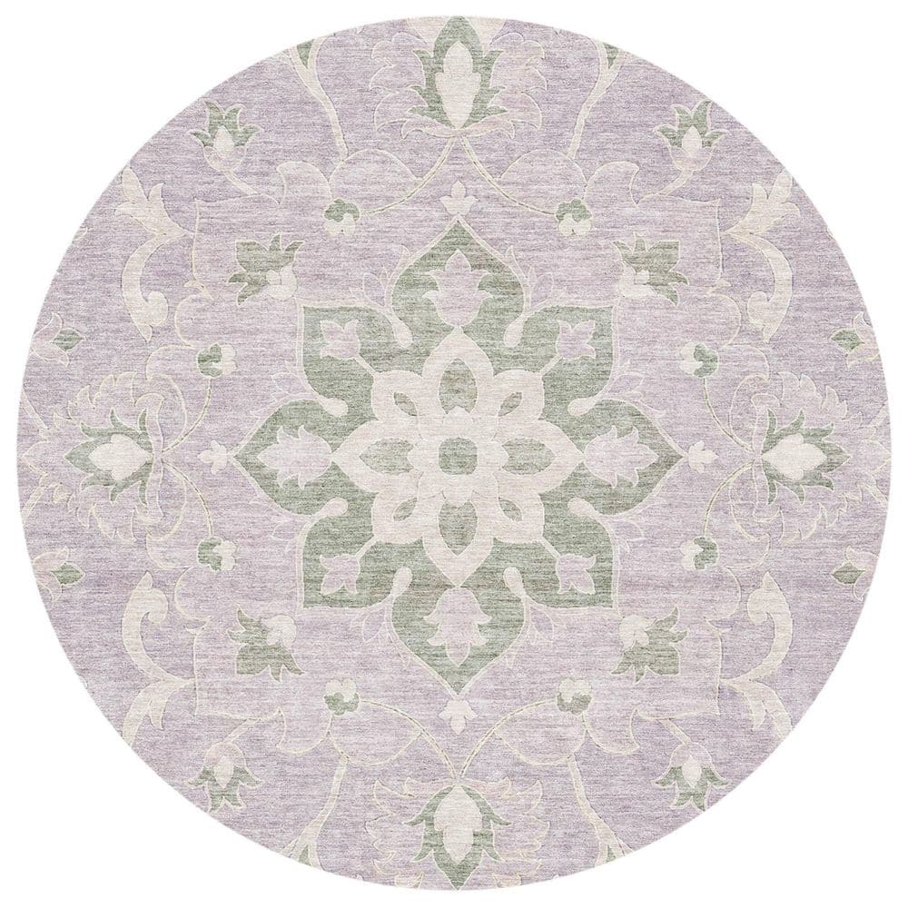 Chantille Machine Washable Indoor/Outdoor Abstract ACN2954 Lavender 8 ft. x 8 ft. Round Rug price history on PriceWatchPro