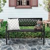 Karl home Black 2-Person 47 in. Metal Outdoor Bench 748610639936