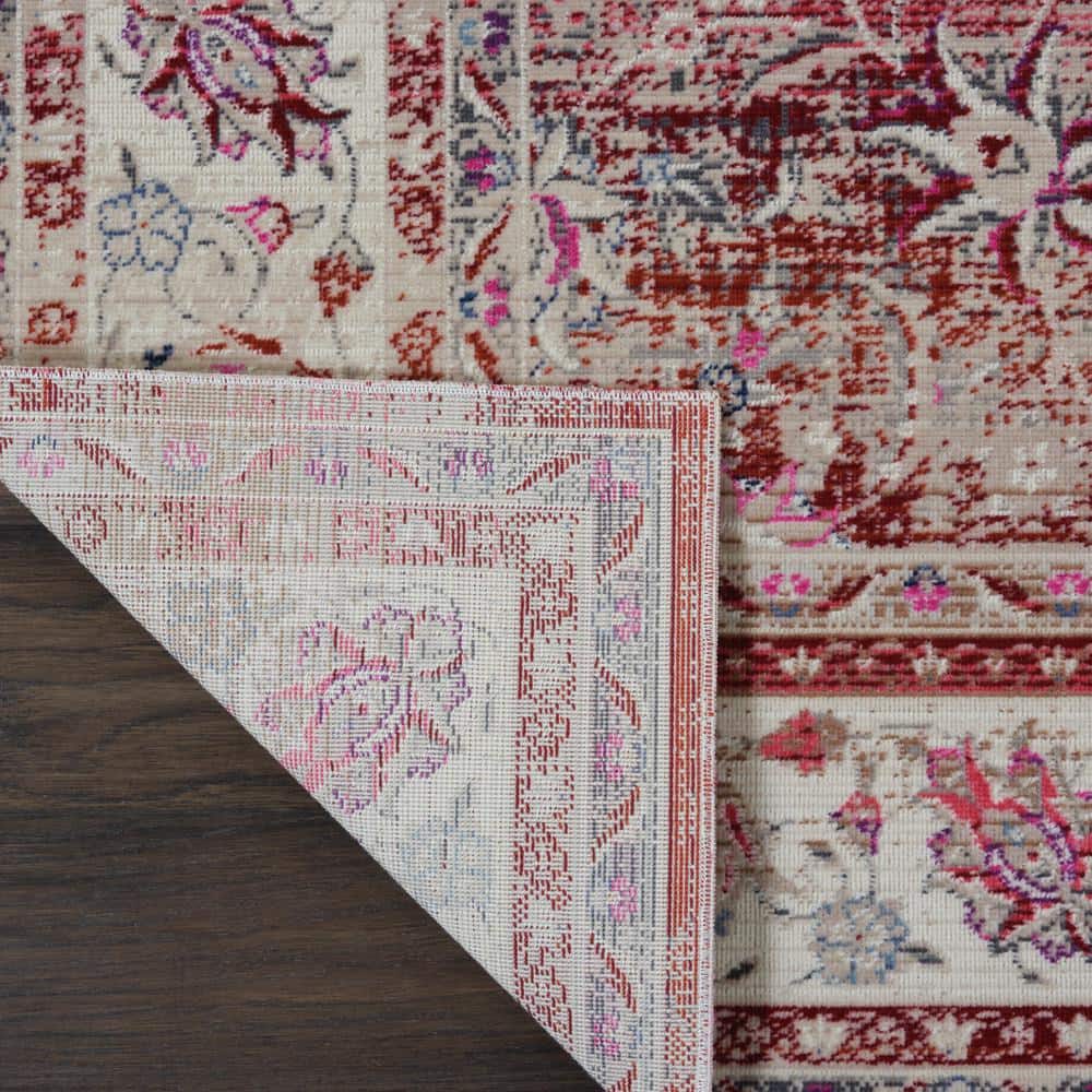 Vintage Kashan Distressed Red Synthetic 2' x 4' Area Rug