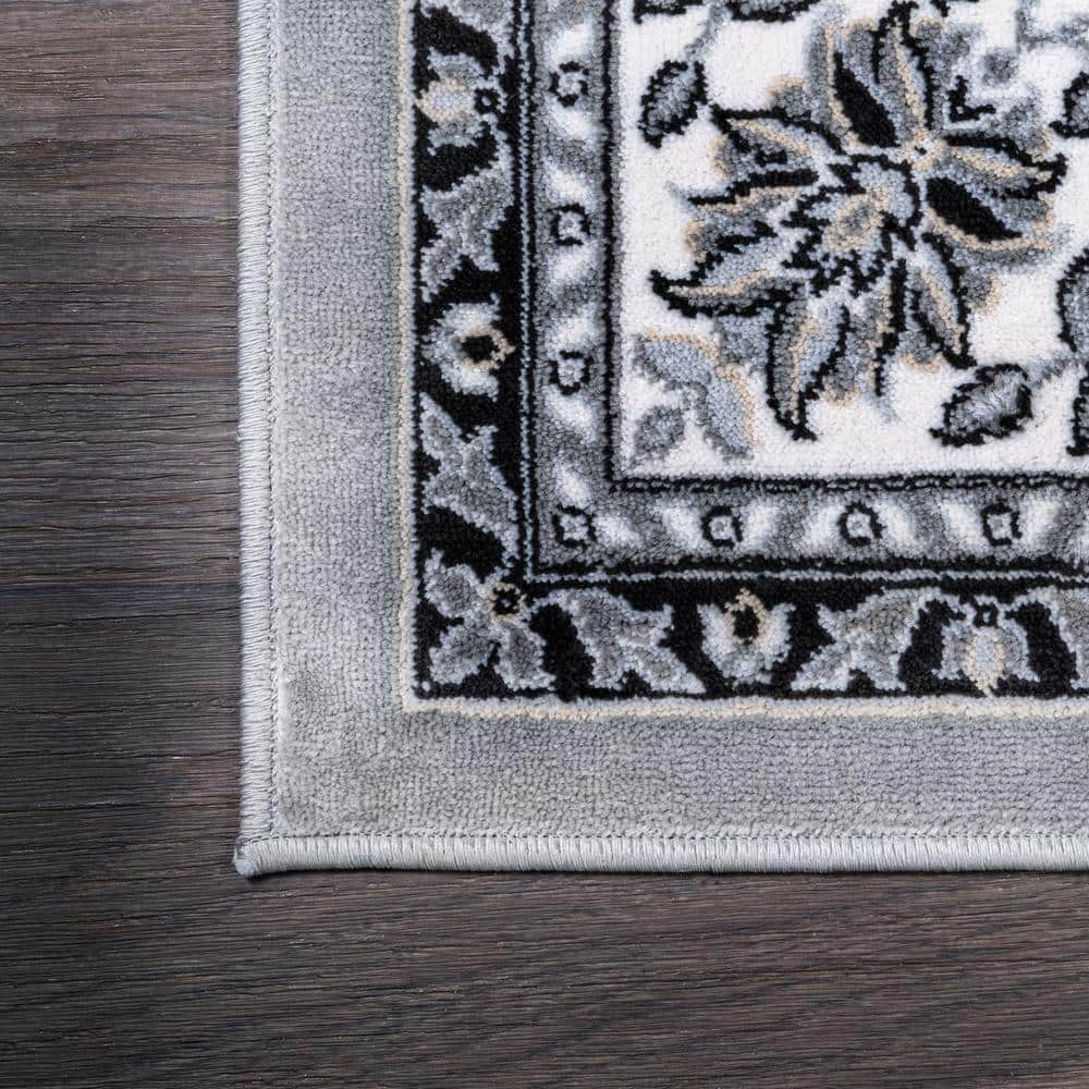Gray and Ivory Medallion Synthetic 8' x 10' Area Rug