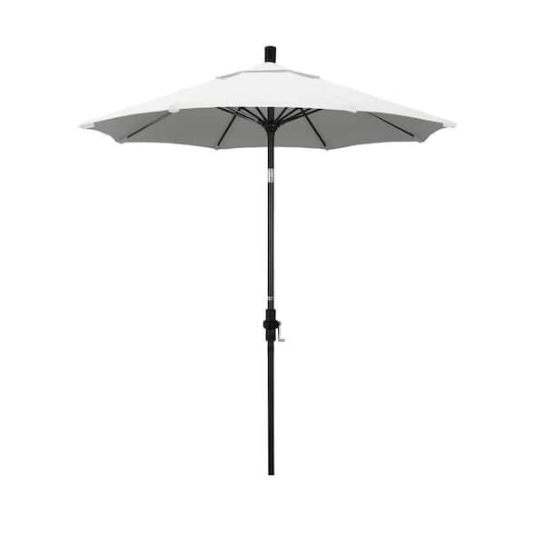 California Umbrella 7.5 ft. Matted Black Aluminum Market Patio Umbrella Fiberglass Ribs and Collar Tilt in White Olefin