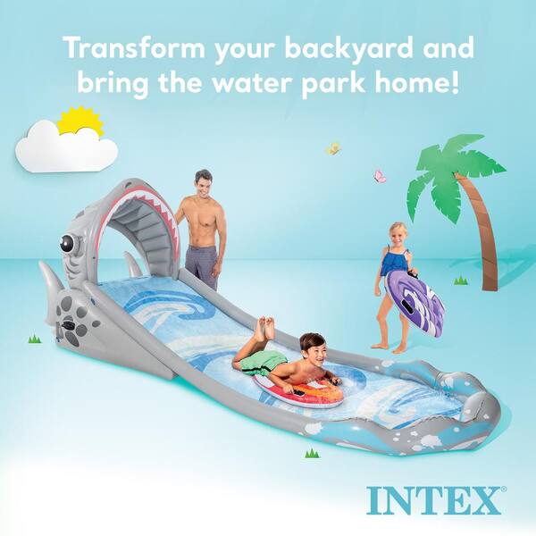 Intex Surf N Slide Inflatable Kids Backyard Splash Water Slide with 2 Surf Rider 57159EP The Home Depot