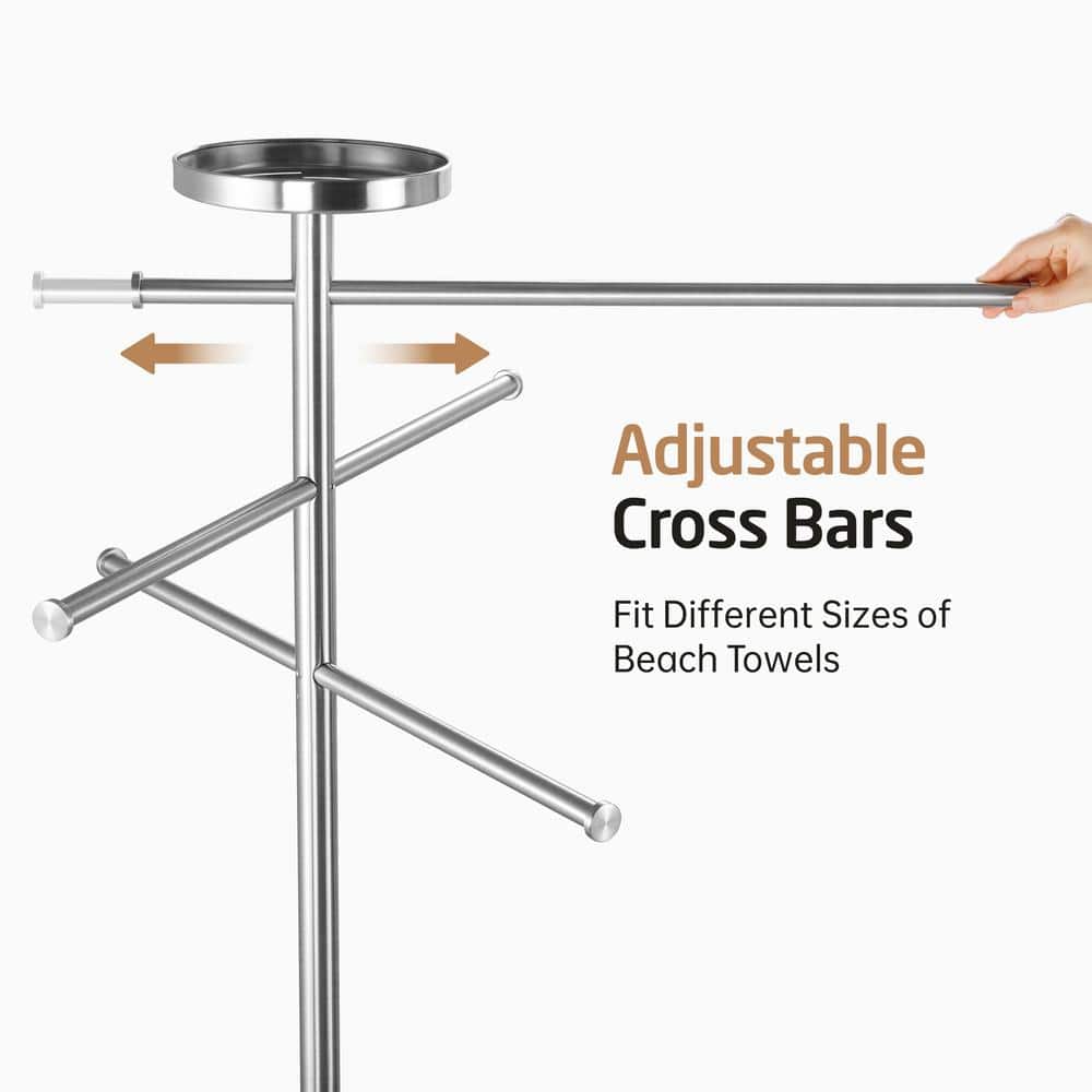 Brushed Steel Freestanding Towel Rack with Marble Base