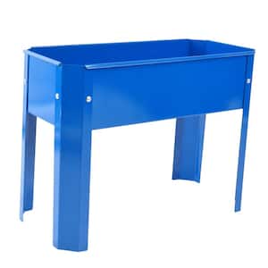 23 in. x 10 in. x 17 in. Blue Galvanized Steel Raised Planter Boxes Elevated Garden Beds with Legs