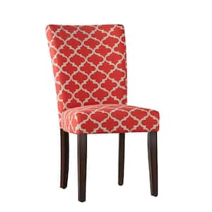 Espresso Samba Red Pattern Fabric Parson Chair (Set of 2)