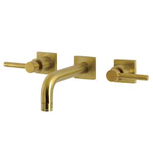 Concord 2-Handle Wall-Mount Bathroom Faucets in Brushed Brass