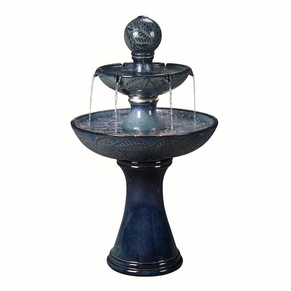 Sunnydaze Double Tier Outdoor Ceramic Water Fountain with