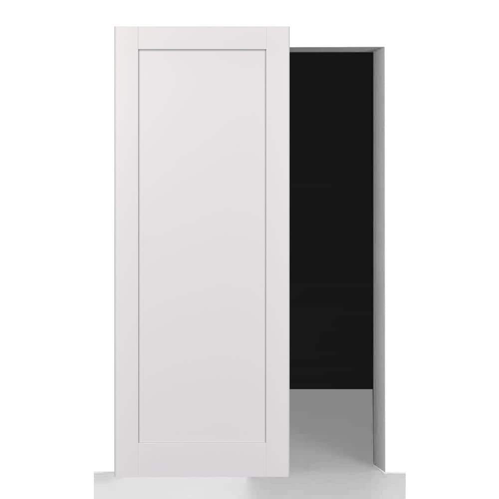 Shaker 1-Panel 36 in. x 96 in. Snow White Composite Wood Hidden without base board Sliding Barn Door with Hardware Kit price history on PriceWatchPro