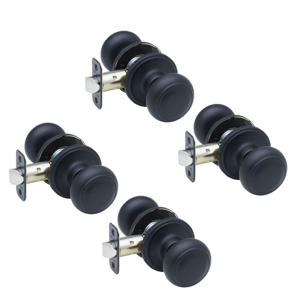  Colonial Black Passage Hall/Closet Door Knob (4-Pack)