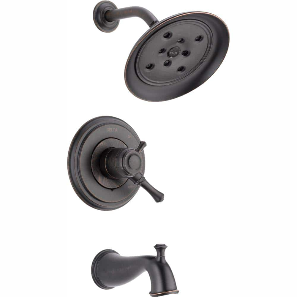 Delta Cassidy 1 Handle H2Okinetic Tub And Shower Faucet Trim Kit Only   Venetian Bronze Delta Shower Bathtub Trim Kits T17497 Rb 64 1000 