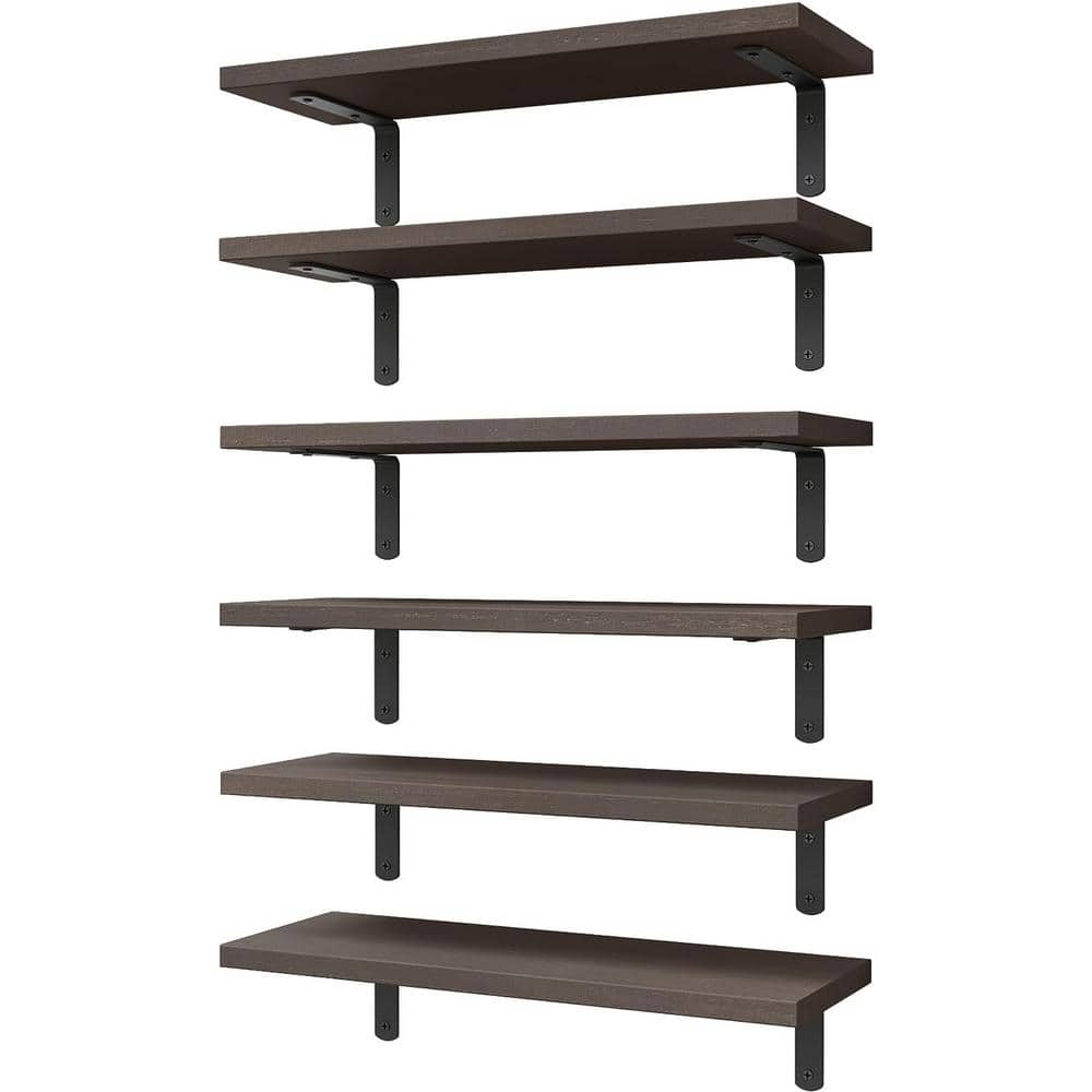 Cubilan 16.5 in. W x 6 in. D Dark Brown Wood Decorative Wall Shelf Floating Shelve