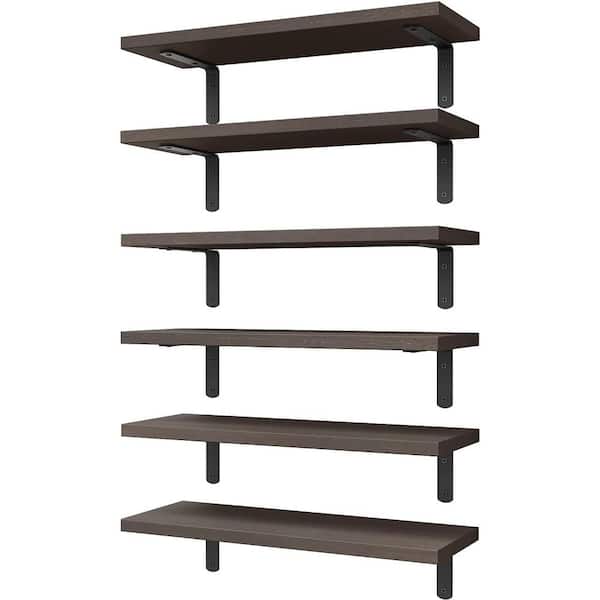 Cubilan 16.5 in. W x 6 in. D Dark Brown Wood Decorative Wall Shelf, Floating Shelve