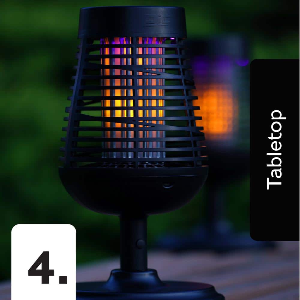 Black Solar Powered Outdoor Insect Killer Torch with LED Flame