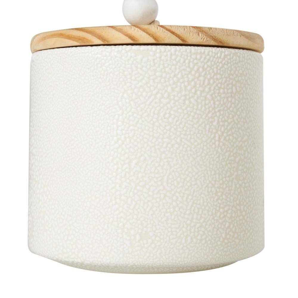 White Glass Canister Set with Wooden Lids