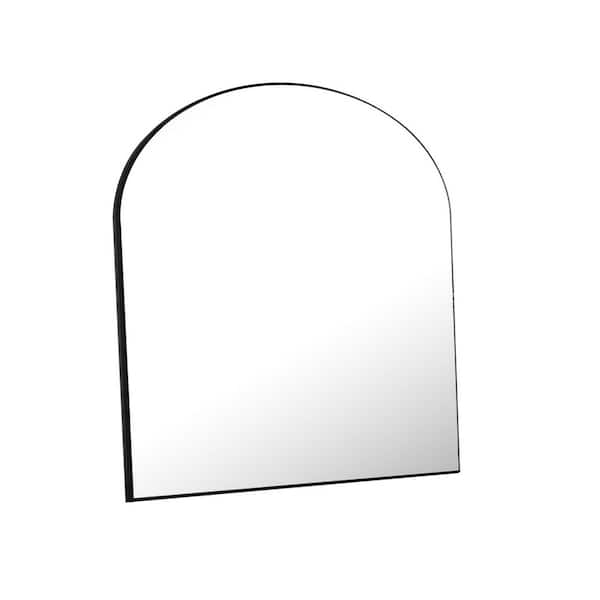 HOMLUX 26 in. W x 38 in. H Round Framed Wall Bathroom Vanity Mirror in Black Decorative Modern Rust-Resistant
