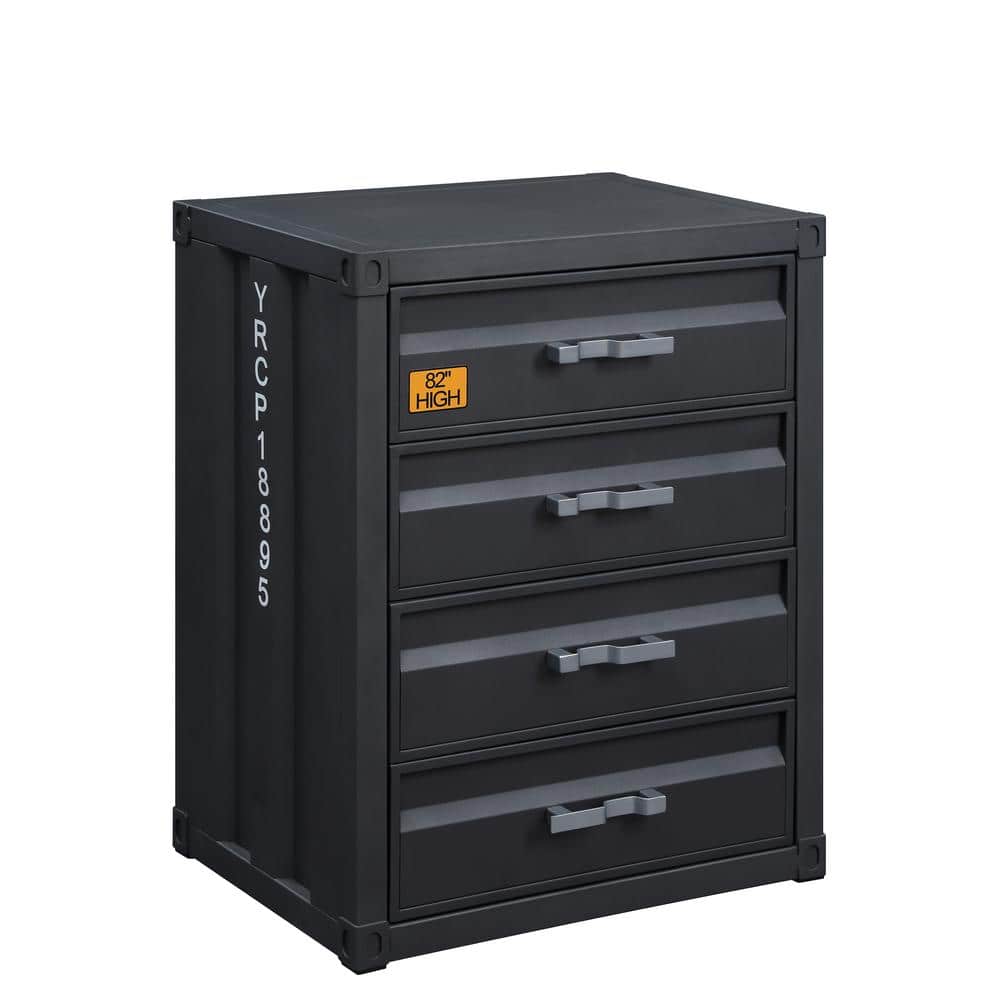 Industrial Gunmetal 4-Drawer Metal Chest