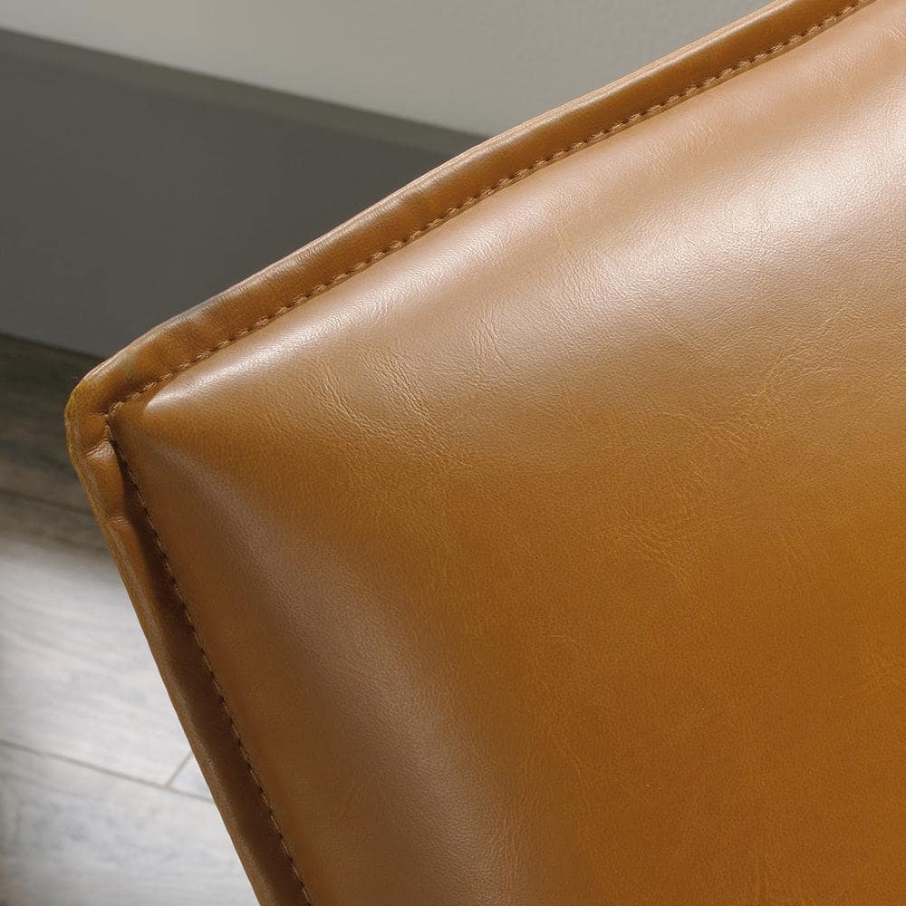 Boulevard Camel Faux Leather Lounge Chair with Metal Frame