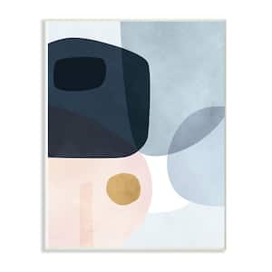 10 in. x 15 in. "Mod Shapes Blue Navy and Peach Overlapping Abstract" by Victoria Borges Wood Wall Art