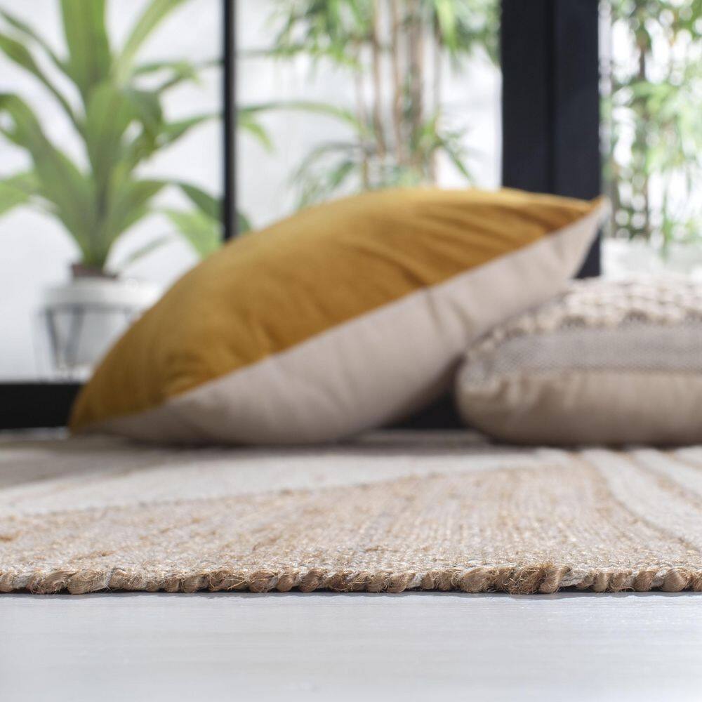 Ivory and Natural Wool Flat Woven Handmade Rug, 5' x 8'