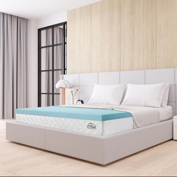 L'Baiet Cooling Gel Memory Foam Mattress Topper : 3 in. Full Size : Medium Firm : Centaur-US Certified