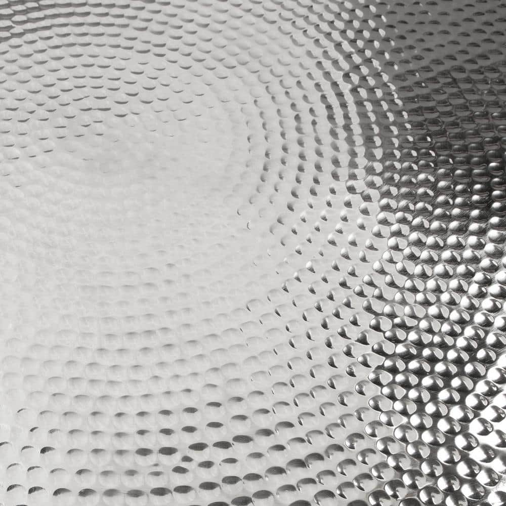 Silver Hammered Aluminum Round Cocktail Table