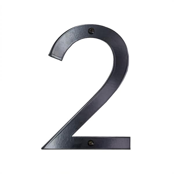 16" Black Modern Steel Flat or Floating House Numbers 0-9 - 2