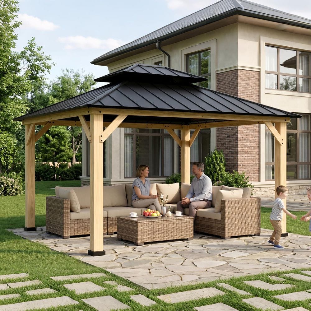 COOS BAY 11 ft. x 13 ft. Outdoor Patio Solid Cedar Wood Hardtop