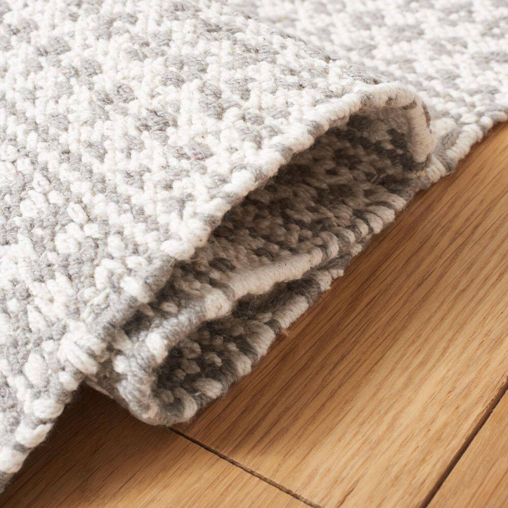 Gray and Beige Handwoven Wool Striped 8' x 10' Area Rug