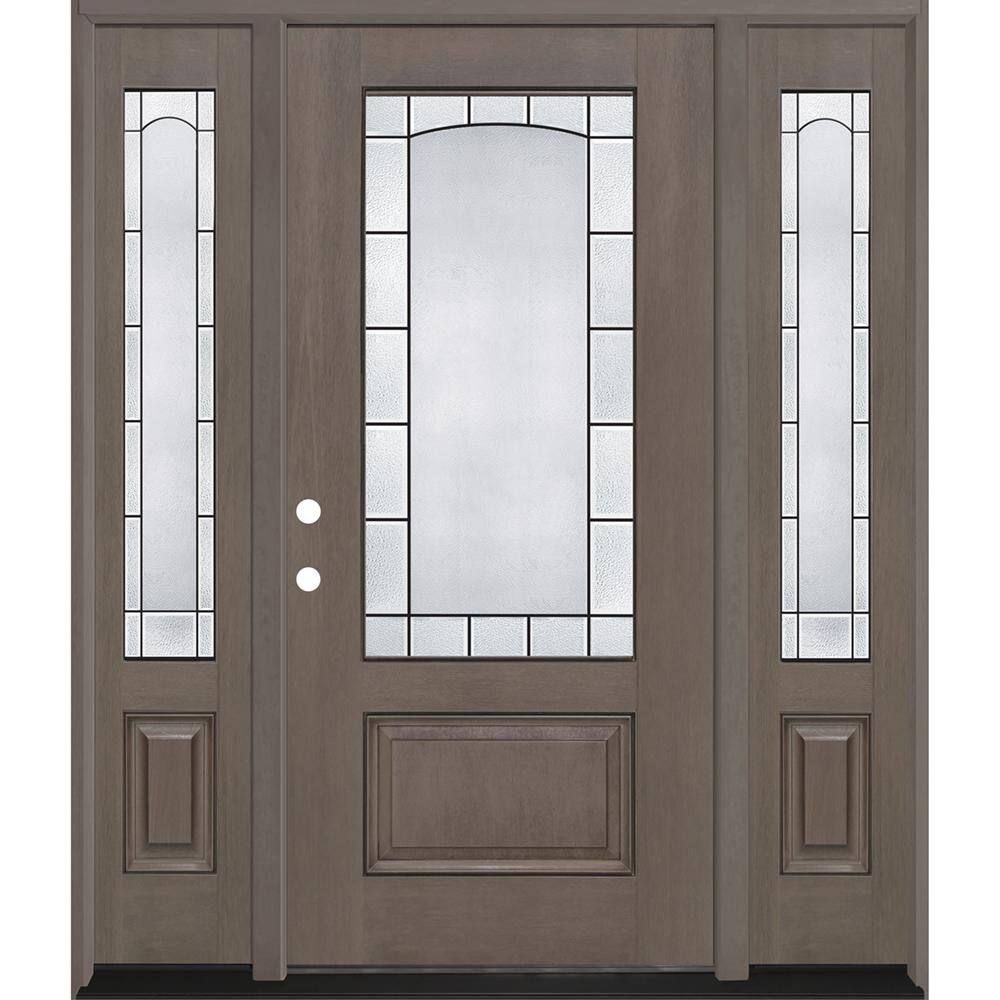 Regency 68 in. x 80 in. 3/4L Empire Decorative Glass RHIS Ashwd Mahogany Fiberglass Prehung Front Door w/14in-SLs6-9/16 price history on PriceWatchPro