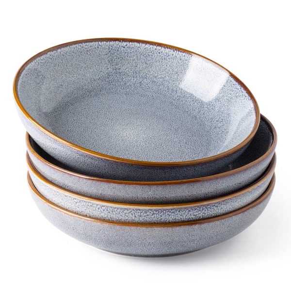 Ceramic Pasta Bowls, 8.5 in, 36 oz Stoneware, 4-Piece with Reactive Glaze, Microwave & Dishwasher Safe