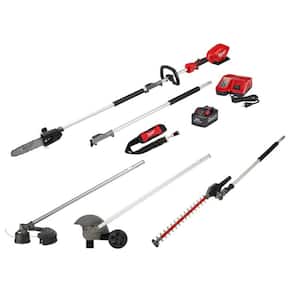 M18 FUEL 10 in. 18V Lithium-Ion Brushless Electric Cordless Pole Saw Kit w/String Trimmer/Hedge Trimmer/Edger Attachment